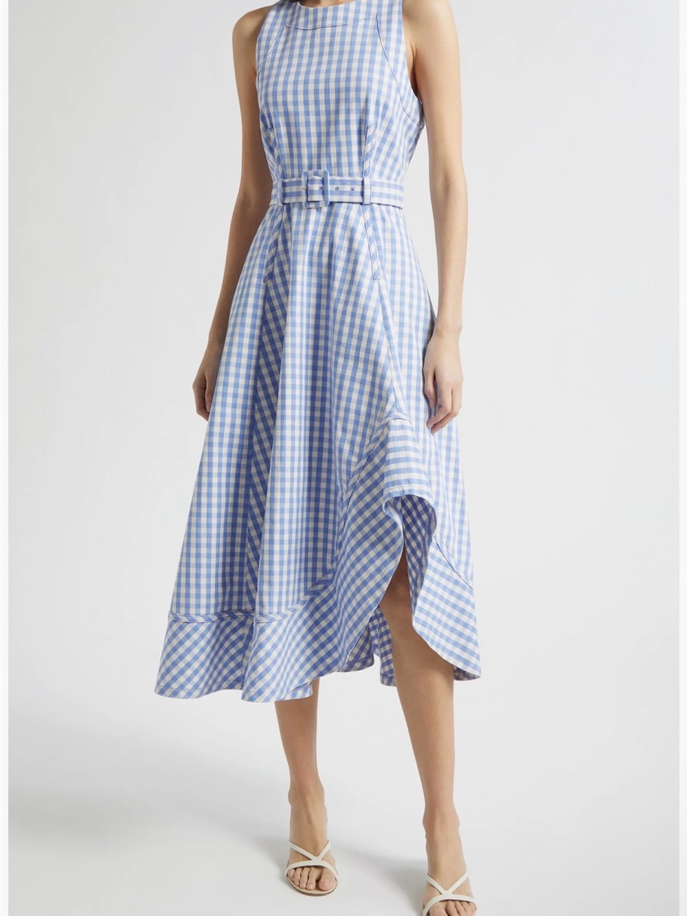 cinq a sept  (5 a 7) Blue Gingham High-Low Midi Dress